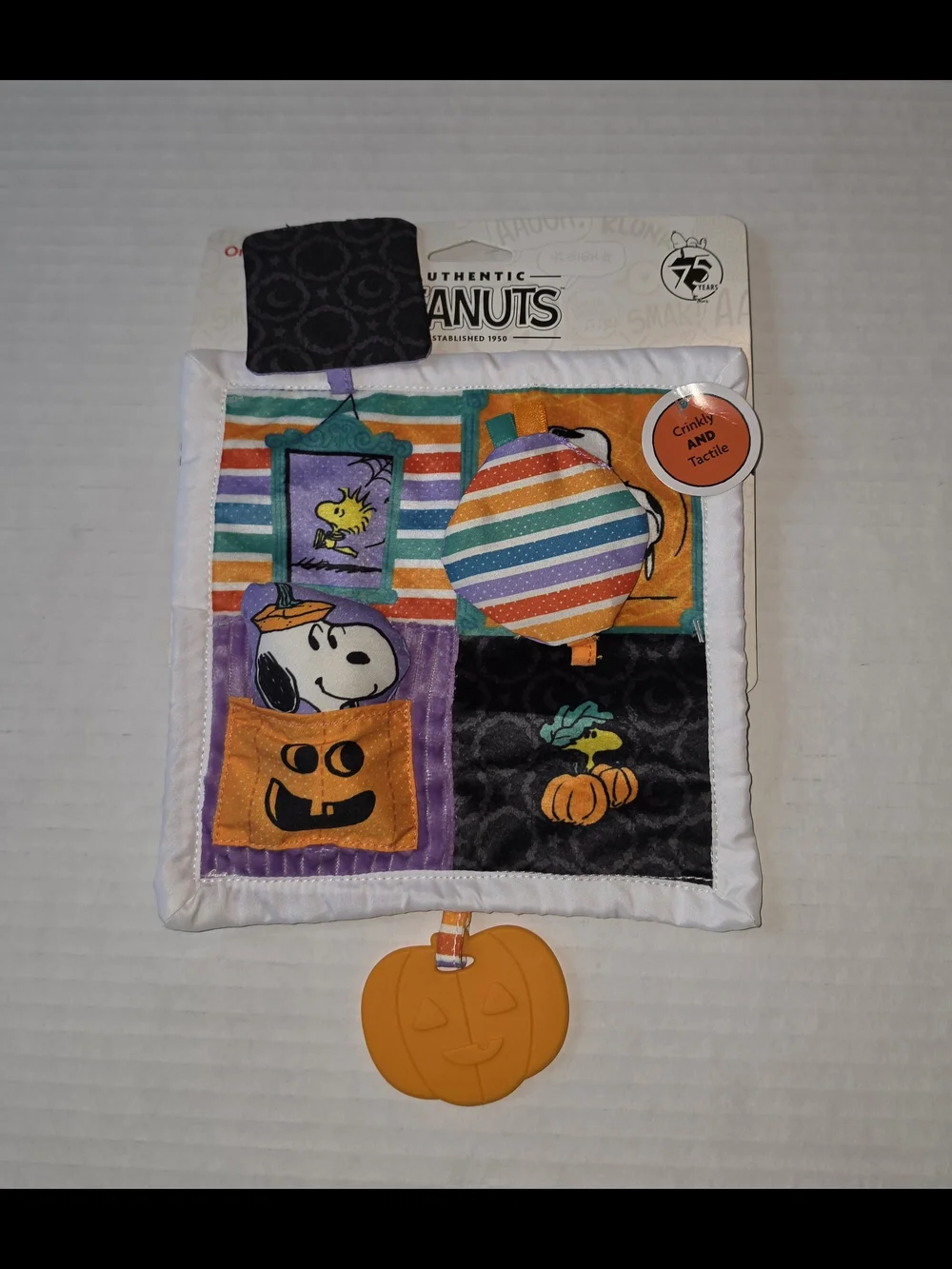 Peanuts Halloween Baby On The Go Crinkle Square Soft Sensory Panel